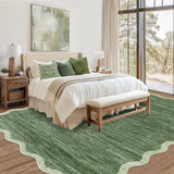 Garvee Modern Scalloped Washable Area Rug 8’ × 10' – Soft Low Pile, Non-Slip, Mark Resistant Carpet for Living Room, Bedroom, Dining Room, Office, Learning space – Sage Green - Sage Green