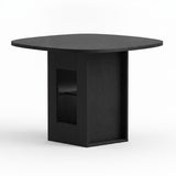 Garvee 47" Round Wooden Dining Table with 2-Tier Shelf – Sliding Door Storage, Seats 4-6 – Rustic Farmhouse Table for Kitchen & Dining Room