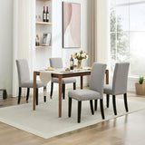 Garvee Modern Fabric Dining Chair Set of 4, Upholstered Kitchen Chair with Curved Backrest Wood Legs - Grey