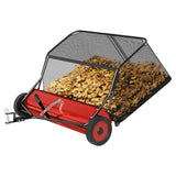 Garvee 50" Tow-Behind Lawn Sweeper, 26 Cu. Ft. Leaf & Grass Collector with Adjustable Brush Height, Universal Hitch and Never-Flat Wheels, Red