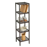 Garvee Space-Saving 5-Tier Narrow wooden Corner Storage Shelf - Freestanding Organizer Rack with Slatted Wooden Shelves for Bathroom, Entryway, Kitchen, Bedroom, Balcony, Living Room - Brown, 5 Layers - Color: Brown, Specs: 5 layers - 5 Tier-Brown