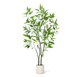 Garvee Realistic Artificial Eucalyptus Tree 4FT – Lifelike Tall Faux Plant with Slender Green Leaves – Easy Assembly for Indoor Home, Office, Living Room – White Pot – 4ftH, White Basin