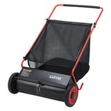 Garvee 26-Inch Push Lawn Sweeper, 7 Cu. Ft. Leaf Collector with 4 Spinning Brushes, 10-Level Height Adjustment, Steel Frame & Rubber Tires, Red - Red