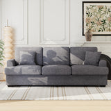 Garvee 86" Corduroy Comfy Sofa, 3-Seater Sofa Couch with 2 Throw Pillows, Cloud Couch with deep Seats and 2 Removable Back Cushions, Modern Sofa for Living Room, Bedroom, Apartment, Office, Grey - Gray|Corduroy