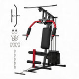 Garvee Multi-Function Home Gym Station with 100 Lbs Weight Stack, 2" x 2" Heavy-Duty Steel Frame Equipment (207.2 Lbs) with Commercial PU Cable & Steel Pivot Pulleys for Home Gym (Model D7022)
