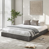 Garvee Minimalist Fluted Headboard Bed Frame – Wooden Platform, Low Profile, Noise-Free, Easy Assembly, No Box Spring – Queen Size, Charcoal Grey