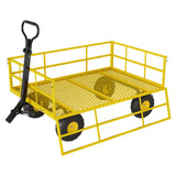Garvee Garden Cart, 1200 lbs Heavy Duty Q235 Steel Utility Wagon with Removable Sides, 13" Tires and 180° Handle for Yard & Farm, Yellow
