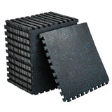 Garvee 0.56" Thick Interlocking Gym Floor Mats, 24"x24" Rubber Top EVA Foam Puzzle Tiles (12 Pack, 48 Sq Ft), SGS Certified Non-Toxic Exercise Flooring for Treadmill & Weightlifting - Black/Blue - Blue