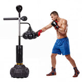 Garvee 3-Station Heavy Punching Bag Stand, 64"-83" Height Adjustable 3-in-1 Boxing Station with 20" Diameter Base, Speed Bag Platform & Steel Frame for Home Gym & MMA (Black) - Black
