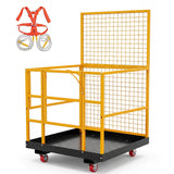 Garvee 1800 lb 43" × 45" Forklift Safety Cage, Non-Slip Floor, for warehouse maintenance and repair, Black/Yellow