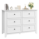 Garvee 6 Drawer Dresser for Bedroom, 47.2" Wide Modern Large Chest of Drawers with Metal Knobs, Wooden Clothes Storage Organizer for Closet, Nursery, Living Room, Apartment, White - White