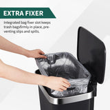 Garvee 51L/14 Gallon Black Kitchen Trash Can – Step Pedal, Silent Close Plastic Lid, Liner Rim & Pocket, No Inner Bucket, Plastic Bag – USA Specification