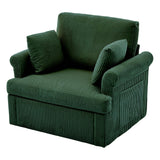 Garvee 39 Inch Modern 360 Degree Swivel Accent Chair Large Corduroy Round Armchair with 2 Pillows Comfy Upholstered Single Sofa for Living Room Green - Green