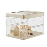Garvee Acrylic Hamster Cage Starter Kit – Chew-Proof Small Animal Habitat with Platform, Wheel, Water Bottle, Hideout, Bowl & Accessories – Fits Hamsters, Gerbils, Chinchillas, Hedgehogs, Rats, Guinea Pigs – Size 45.2×31.4×33.1cm