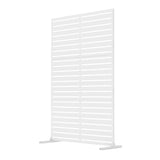 Garvee 6FT Outdoor Metal Privacy Screen, 72" H x 47" W Galvanized Steel Freestanding Fence Panel with 15.75" Base, White Room Divider for Patio Garden Balcony
