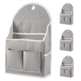 Garvee Water-Resistant Cotton Linen Hanging Closet Organizer, 4-Pack Wall/Door Storage Bags - Multi Front Pockets, Side Mesh, Metal Grommets - Bedroom/RV Space-Saving, 23x9x40 cm, Gray - Grey