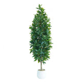 Garvee Realistic & Maintenance-Free Artificial Bay Laurel Tree 150cm – Lifelike Silk Leaves, Adjustable Sticks, Modern Faux Topiary for Living Room, Bedroom, Office, or Patio – White Pot