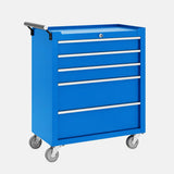 Garvee Heavy Duty 5-Drawer Rolling Tool Chest Organizer - Lockable Wheels, Smooth Slides, Protective Liners, Sturdy Metal Cabinet - For Garage, Workshop, Warehouse - Portable, Secure Storage, Blue