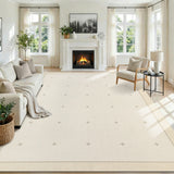 Garvee 8' x 10' Beige Modern Cross Pattern Area Rug, Washable Low-Pile Non-Slip Large Rug for Living Room, Bedroom, Office & Nursery - Beige