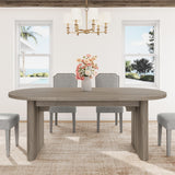 Garvee Modern 7-Piece Oval Dining Table Set – 70.8'' Table with 6 Upholstered High Back Chairs – Solid Wood – Gray Walnut Finish – Ideal for Kitchen or Dining Room – 1800 gray walnut + 6PCS gray