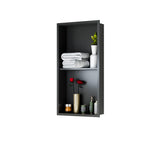 Garvee Stainless Steel Recessed Shower Niche – Double Grid Waterproof Wall Shelf – Rustproof, Easy No-Tile Installation – Modern Bathroom Storage Organizer – 12x24" Double Grid Elegant Black - Matte Black