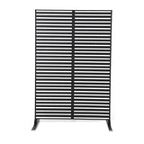 Garvee 72" × 47" Outdoor Privacy Screen, Freestanding Carbon Steel Fence Panel with 20" Stable Base, Horizontal Slat Design for Patio, Garden and Pool, Black - Black