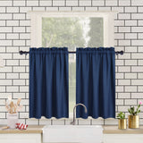 Garvee Water Waterproof Seersucker Bathroom Tier Curtains Set – Embossed Bubble Texture, Modern Short Cafe Panels, Light Filtering, 2 Pack, 30"W x 36"L, with Valance – Navy Blue – USA Spec – Size: 30"x36"x2 - Navy