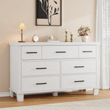Garvee Dresser for Bedroom with 7 Drawers, Storage Chest of Drawers with Metal Handle, Wooden Dresser Organizer for Living Room,Closet,Entryway,Nursery - White-Wooden