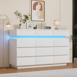 Garvee 12 Drawer Dresser for Bedroom, 59" Wooden Dresser with LED Lights and Large Storage Drawers, Modern Dressers & Chests of Drawers with Anti-Tipping for Bedroom Living Room, White - White