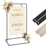 Garvee Adjustable Metal Sign Stand for Wedding Welcome Signs – Black Display Easel with 4 Faux Leather Straps – Portable Holder for Seating Charts, Baby Showers, Party Decor – Indoor/Outdoor – 77x59.5x174.5 cm, Black - Black