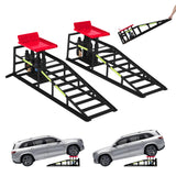 Garvee 5 Ton Hydraulic Car Ramp – Heavy Duty Steel, Adjustable 9-15 Inch Lift, Rolling Wheels, Portable Service Ramp for Sedan, SUV, Light Truck, Ideal for Oil Changes, Tire Rotation, Garage Maintenance – Black Frame + Red Flat Plate