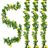Garvee 3 Pcs 6.56 ft Artificial Lemon Garland, Spring Summer Greenery Vines Garland with Lemons, Flowers & Green Leaves, Decorative Fake Fruit Vines for Wedding Wall Mantle Table Home Party Decor