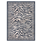 Garvee 8' × 10' Zebra Print Boho Tribal Area Rug, Machine Washable Non-Slip Low-Pile Soft Rug for Living Room, Bedroom & Dining Room, Beige/Black - Beige/Black