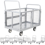 Garvee 2000 lb Steel & Polyethylene Platform Truck with Cage, folding safety fence, for Warehouse & Logistics, Black/Yellow - Silver