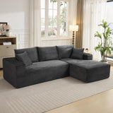 Garvee 108" Boneless Sectional Cloud Sofa for Living Room, L-Shape Modern Deep Seat Corduroy Couch with Right Chaise, No Assembly, Oversized Upholstered Lounge Sofa for Bedroom, Apartment, Gray - Dark Gray | L-Shaped Right