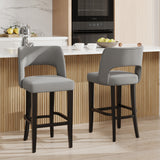 Garvee Modern Upholstered Counter Height Bar Stools Set of 2, 26" Bar Chairs with Back - Ergonomic Seat - Solid Wood Legs for Kitchen Island, Dining Room, Home Bar - Color: Gray + Black