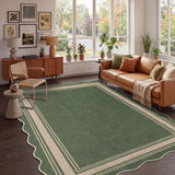 Garvee 8' x 10' Washable Scalloped Minimalist Geometric Rug—Suitable for Indoor and Outdoor Use, Perfect for Entryways, Hallways, and Bedrooms, Green - Green