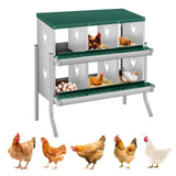 Garvee Two-Tier Metal Chicken Nesting Box - 6-Compartment Galvanized Egg Laying Box with Large Vented Holes, Wall Mount, Green, 6 Slots ZW - Green | 6 Compartments
