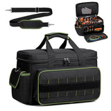 Garvee Tool Bag for Men, 17-Inch Durable Oxford Tool Tote with Padded Handle & Adjustable Shoulder Strap, Multi-Pocket Storage Organizer for Electrician, Carpenter, Handyman, Mechanic blackgreen - Black+Green