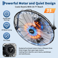 Garvee High Speed Industrial Wall Mount Fan – 24 Inch, 7000 CFM, 3-Speed, Heavy-Duty Aluminum Blades, 360° Adjustable Tilt, IP44 Waterproof – For Garage, Warehouse, Workshop, Greenhouse, Commercial & Residential Use – Size: 24 inches