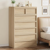Garvee 7 Drawer Dresser with Smooth Glide Drawers & Anti-Tip Safety, Thick Wood Construction, Modern Design, 47in Tall, Natural Oak, Bedroom & Living Room - Natural Oak