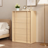 Garvee Contemporary 5-Drawer Dresser - Compact Wooden Bedside Table - Vertical Handles - Large Storage Cabinet for Bedroom, Living Room, Entryway - Natural Wood Color - Natural Oak