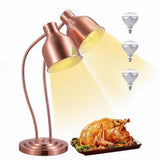 Garvee Food Heat Lamp, 2-Head Commercial Food Warmer with Rapid-Heating Bulbs & Spare Bulb Included, Stainless Steel Adjustable Electric Food Warming Lamp for Buffet Party Restaurant Catering, Bronze