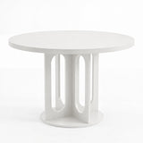 Garvee Modern Solid Wood Round Dining Table, 47" for 4-6 People - Circular Kitchen Table Set - Walnut & Black Details - Ideal for Dining Room - Color: White - White