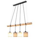 Garvee Modern Solid Wood Kids’ Vanity Pendant Light – 4 x E27 Sockets – Adjustable Height up to 135cm – White and Gray Fabric Lampshades – Vintage Industrial Design for Children’s Room – Solid Wood Color + 2 White/2 Gray Shades, Product Size: See Image,