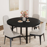 Garvee 47" Round Dining Table for 4 to 6, Industrial Kitchen Dining Room Table with Sturdy Metal Frame, Wood Circle Kitchen Table for Space Saving, Dining Room, Kitchen, (No Chairs), Black - Ebon