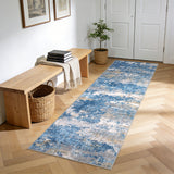 Garvee Light Blue Abstract Runner Rug – Machine Washable, Non-Slip, Soft, Low Pile, Noise Reducing Carpet for Hallway, Bedroom, Kitchen – 2x6ft - Light Blue