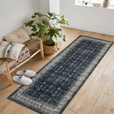 Garvee 2x6 Vintage Persian Runner Rug, Non Slip Low Pile Soft Hallway Rug, Decorative Carpet Runner for Entryway, Bedroom & Kitchen, Black/Beige - Black/Beige