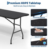 Garvee Sturdy 6FT HDPE Plastic Folding Picnic Table 2-Pack - Portable Rectangular Outdoor Dining Table - Lightweight & Durable for Camping, Parties, Events, Home - Color: Black Desktop + Black Spray Plastic Coating