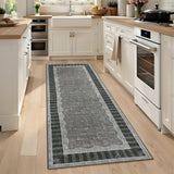 Garvee 2' x 6' Black Gray Modern Neutral Abstract Runner Rug, Washable Polyester Non-Slip Low-Pile Carpet for Hallway, Kitchen, Entryway and Bedroom - Black Gray